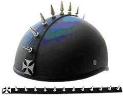   Cruiser Helmet Mohawk Chrome Metal Spike Strip Maltese Cross Design