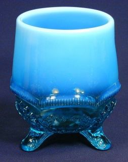 Fenton? Glass Blue Opalescent Vase, Planter, Spooner Bowl or Compote 
