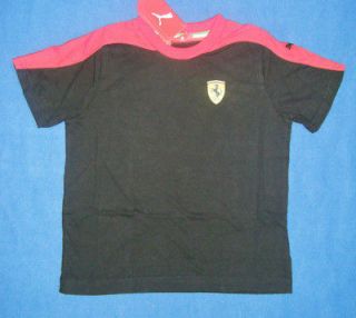 Puma Ferrari BOYS SF Black Graphite T Shirt Top Tee New Size L