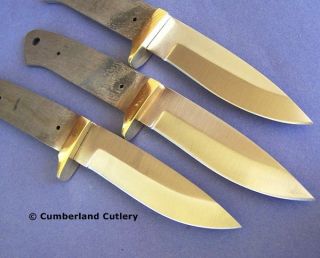 Lot of 3 Knife Making Blade Blanks with Brass Finger Guard