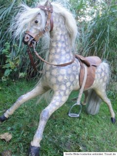 ANTIQUE EXCELLENTE ROCKING HORSE 1900 WOOD WITH SADDLE & BRIDLE 