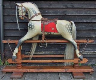 DARWIN F H AYRES ORIGINAL EXTRA CARVED ENGLISH ANTIQUE ROCKING HORSE