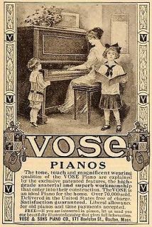 1913 Vintage Ad Vose Upright Piano Mother Children   ORIGINAL 