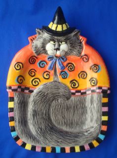 Fitz and Floyd KITTY WITCHES curly Qs canape plate tray cat Halloween 