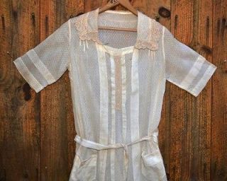 antique vintage womens dress flapper drop waist 1920 white cotton lace