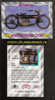 1912 HENDERSON 56 ci 4 Cylinder Vintage Motorcycle CARD