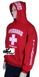 LIFEGUARD HOODIE NEW YORK CITY OFFICIALLY LICENSED SWEATSHIRT RED NYC 