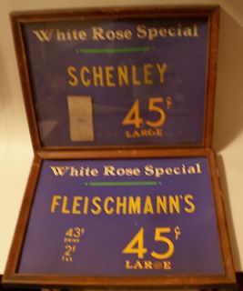   LIQUOR SIGNS ~ White Rose Special / Schenley & Fleischmann ~ 45 cents