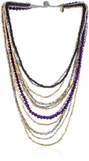 Josefina De Alba Black Light Seed Beads and Crystal Necklace 