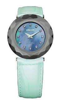   Mother of Pearl Light Blue Leather Watch Watches 