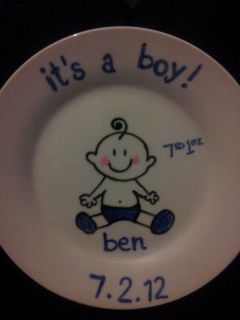   BIRTH OF BABY NEW ARRIVAL HAND PAINTED PLATE FUN LOVELY KEEPSAKE