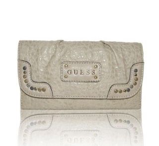 NEW GUESS BY MARCIANO TAUPE LIGHT BROWN SIGNATURE STUDDED WALLET FOR 