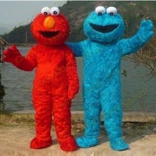 New COUPLE SESAME STREET MONSTER COOKIE AND ELMO COSTUME ADULT MASCOT