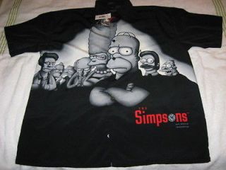 THE SIMPSONS SOPRANOS MOVIE 2001 BUTTON UP POLYESTER DRESS SHIRT LARGE 