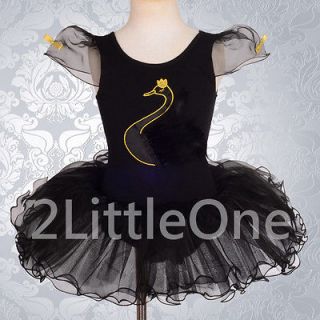 Girl Black Swan Ballet Tutu Dance Costume Fancy Party Dress Size 6 7 