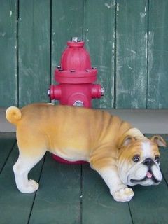   BULLDOG PEEING STATUE WITH FIRE HYDRANT K 9 FUNNY GARDEN HOUSE HOME