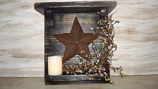 Rustic Country Primitive Decor, Wood Shelf & Antiqued Star