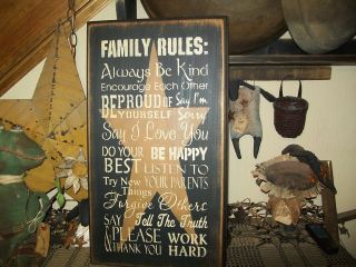 PRIMITIVE SIGN~~FAMILY RULES~~SAY I LOVE YOU~~ALWAYS BE KIND~~FORGIVE 