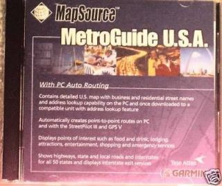 GARMIN MapSource MetroGuide USA includes trip and waypoint manager 