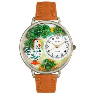    Rooster Tan Leather And Silvertone Watch #U0110001