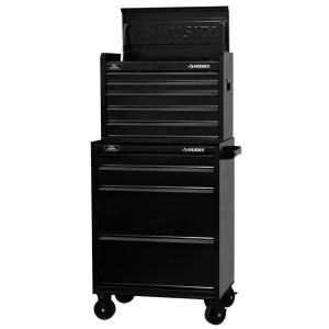 Husky 27 in. W 9 Drawer All Black Chest and Cabinet Set H5CH2CB 