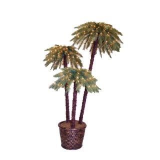 Ver 6 ft Potted Potted Caribbean Palms Pre lit Artificial Christmas 