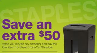 Save an  extra $50 when you recycle any shredder and buy the  Omnitech 