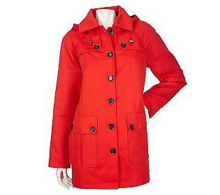 Dennis Basso Water Resistant A line Jacket w/Removable Hood — QVC 