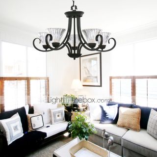 Modern Pendant Lights with 5 Lights in Glass Shade Simple Design   USD 