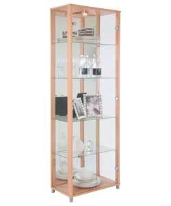 Buy Double Glass Door Display Cabinet   Beech Effect at Argos.co.uk 