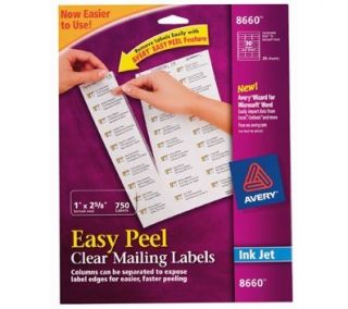 Avery Easy Peel Clear Mailing Labels, Inkjet