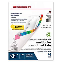 Office Depot® Brand Table Of Contents Customizable Index With 