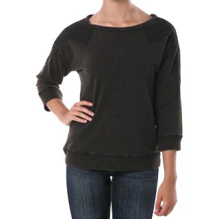 Silver Jeans Pullover Shirt with Crochet   Lightweight, 3/4 Sleeve 