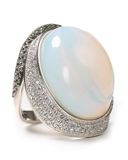 Judith Jack Sterling Silver Marcasite Luna Gilson Opal Ring 