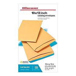 Office Depot® Brand Large Format Open End Kraft Envelopes, 10 x 13 