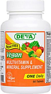 Deva Vegan Multivitamin and Mineral Supplement Iron Free    90 Tablets 