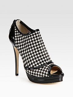 Jerome C. Rousseau   Houndstooth Calf Hair & Patent Leather Ankle 
