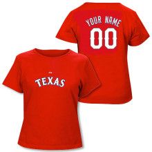 Texas Rangers Womens Authentic Font Personalized T shirt by Majestic 