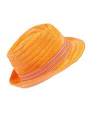 Bright Orange (Orange) Orange Woven Trilby Hat  248787382  New Look