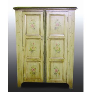 AA Importing Cabinet with Floral Design in Antique Ivory 