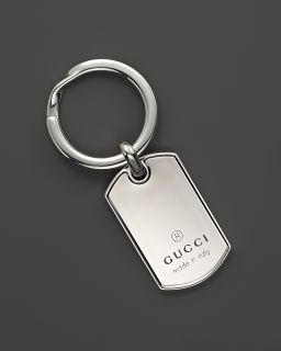 Gucci Sterling Silver Dogtag Key Ring  
