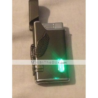 Windproof Metal Oil Lighter With Green LED Light