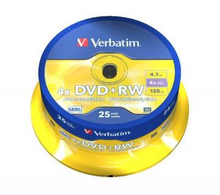 Verbatim 43489 4x Blank DVD+RW Discs   25 Pack Spindle  Ebuyer