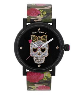 Betsey Johnson Skull with Rose Military Strap Watch  Dillards 