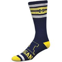 For Bare Feet College Crew Sock   Mens   Michigan   Navy / Yellow