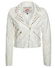 White (White) Parisian White Studded Leather Look Jacket  269574110 