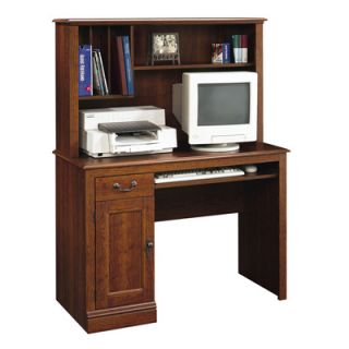 Sauder Camden County Computer Desk with Hutch   Planked Cherry