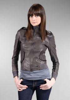 SWORD Lucca Classic Leather Jacket in Grey  