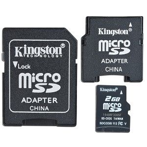 Kingston 2GB microSD Memory Card w/MiniSD Adapter, SD Kingston MBLYG2 