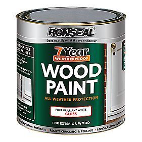 Ronseal 7 Year Wood Paint Pure Brilliant White Gloss 2.5Ltr  Screwfix 